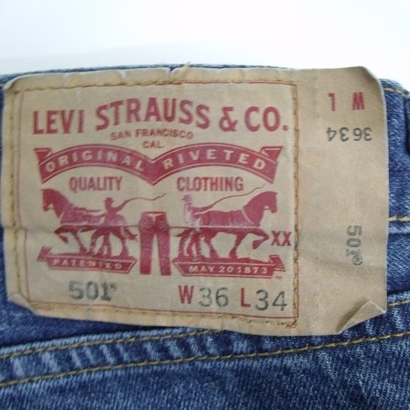 Levi's 501 Button Fly Straight Leg Jeans 36X34 - Picture 5 of 6